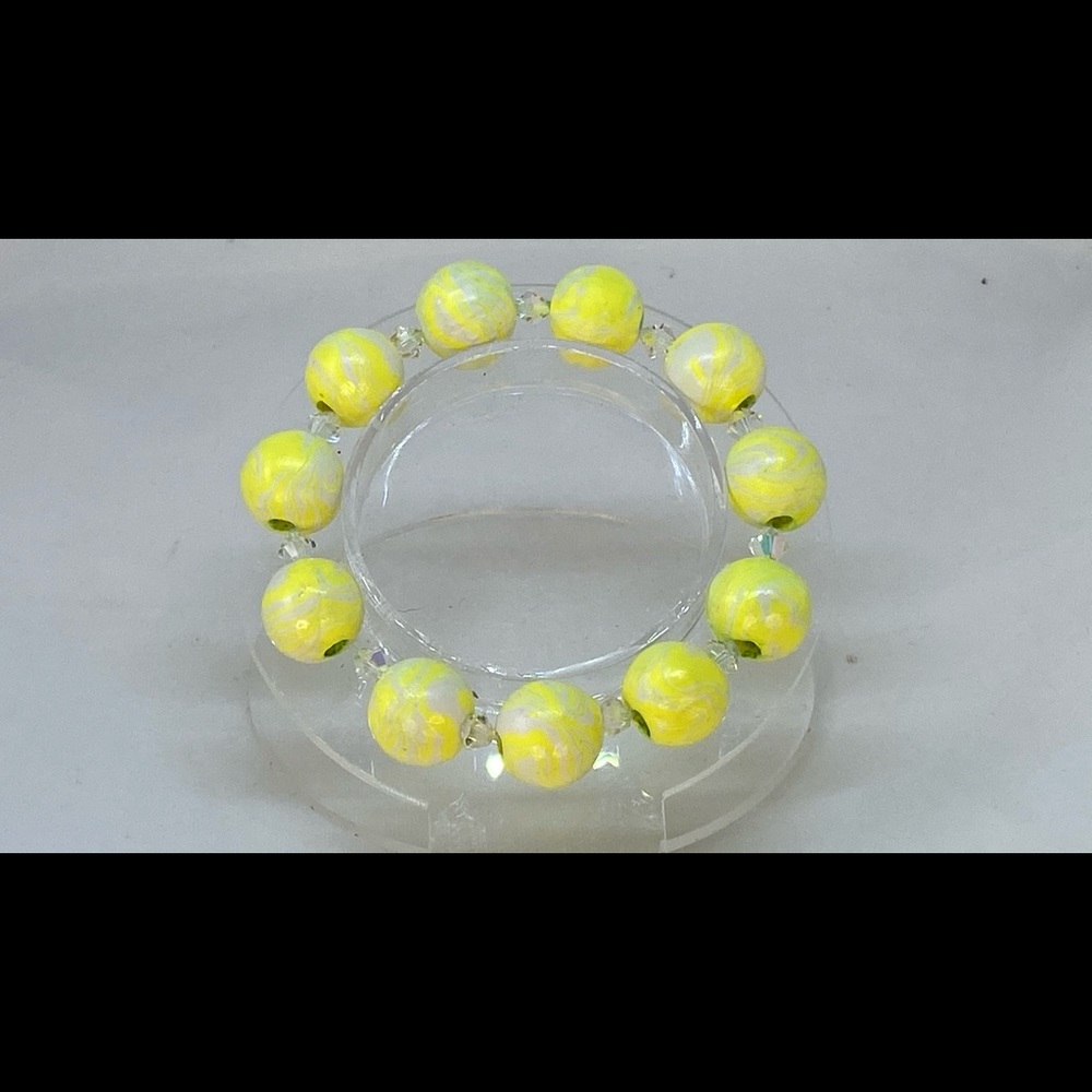 Handmade Polymer Clay Yellow Beaded Bracelets - Picture 8 of 10